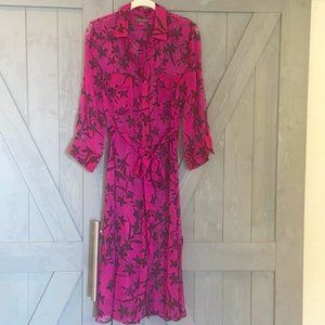 Vince Camuto chiffon floral pink and black Duster dress size m